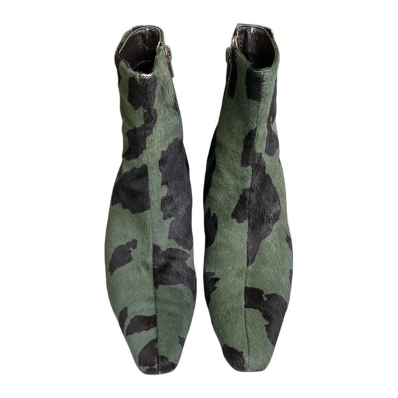 Jimmy Choo Calf Hair Cow Print Kitten Heel Ankle Boot Green 9.5 Western Boho - Picture 4 of 13